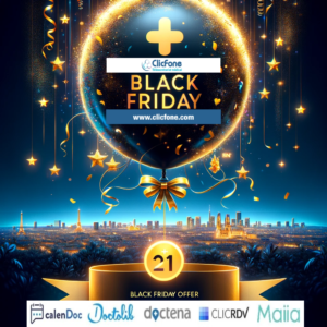 Télésecrétariat médical ClicFone offre spéciale Black Friday valable en France métropolitaine et dans les DOM.