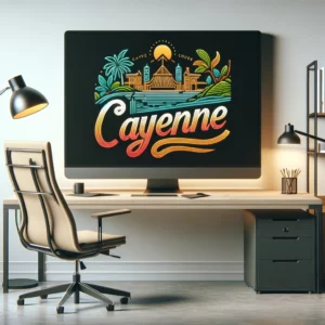 Graphique stylisé présentant les services de télésecrétariat à Cayenne.